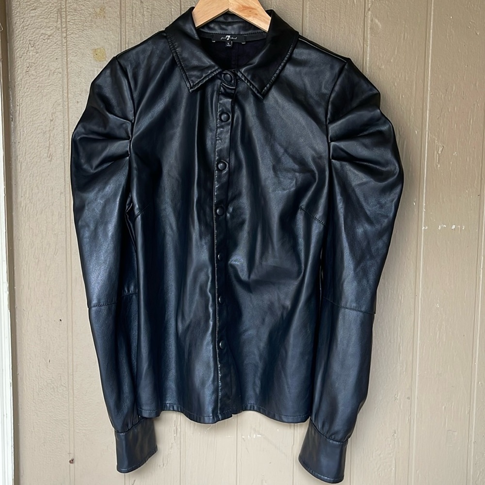 7 For All Mankind Midnight Black Button Down Shirt